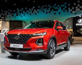 FRANKFURT, GERMANY - SEP 11, 2019: New 2020 Hyundai Santa Fe car